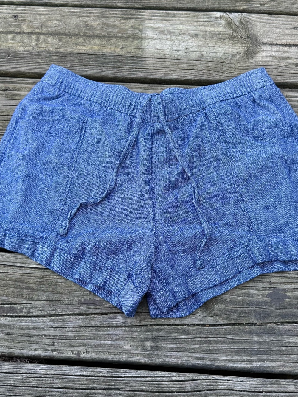 Old Navy Heathered Blue Women's Athletic Drawstring Shorts Medium High Rise